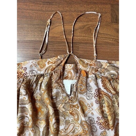 H&M Womens Orange Sleeveless Tank Top Cami Flowy Paisley Top Shirt‎ Sz 8 MED - Picture 3 of 12